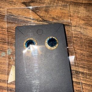 Elegant Gold and Blue Stud Earrings